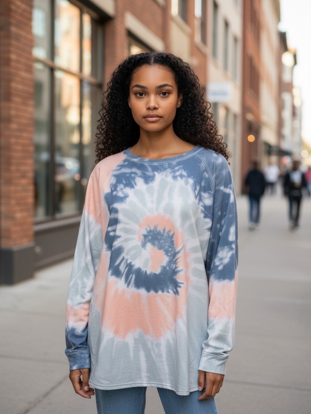 Tie Dye Swirl Long Sleeved T-Shirt Jersey Soft Comfy Cute Top size Large